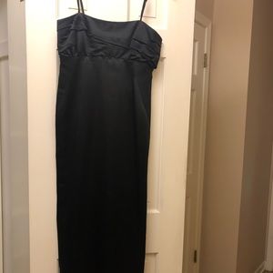 A formal black dress, strapless and floor length!!